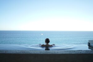 woman in water pool